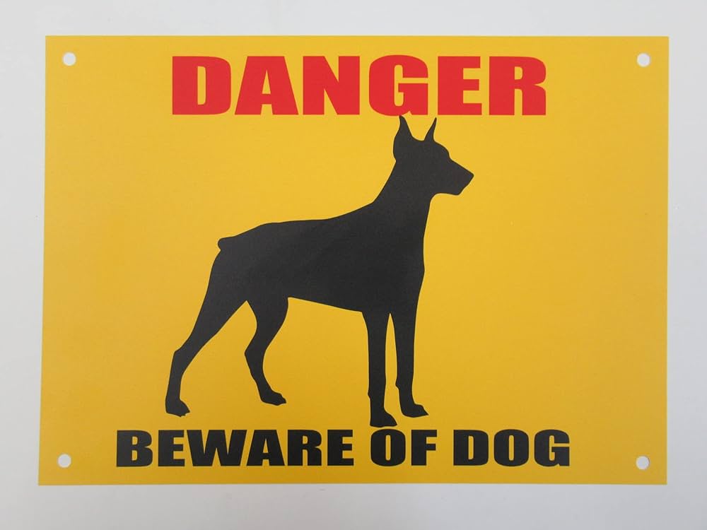 Amazon | 犬注意 beware of dog 黄色 看板サインプレート 危険